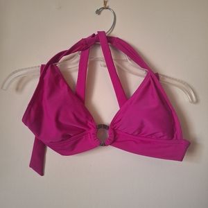⛱️ Bikini Swim Halter Top Fuchsia Pink Size M Swimsuit by Becca Beach